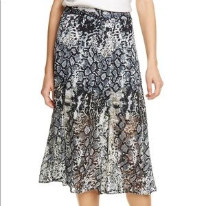Alice + Olivia Athena SnakePrint Double Slit Skirt